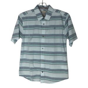 Calvin Klein Jeans Boys' Blue/green Button-Front ShortSleeve Shirt, L ( 14-16)
